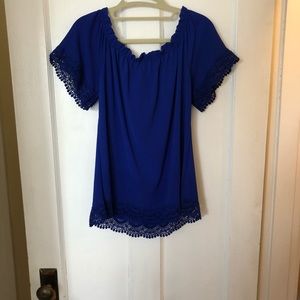 Off Shoulder Royal Blue Top